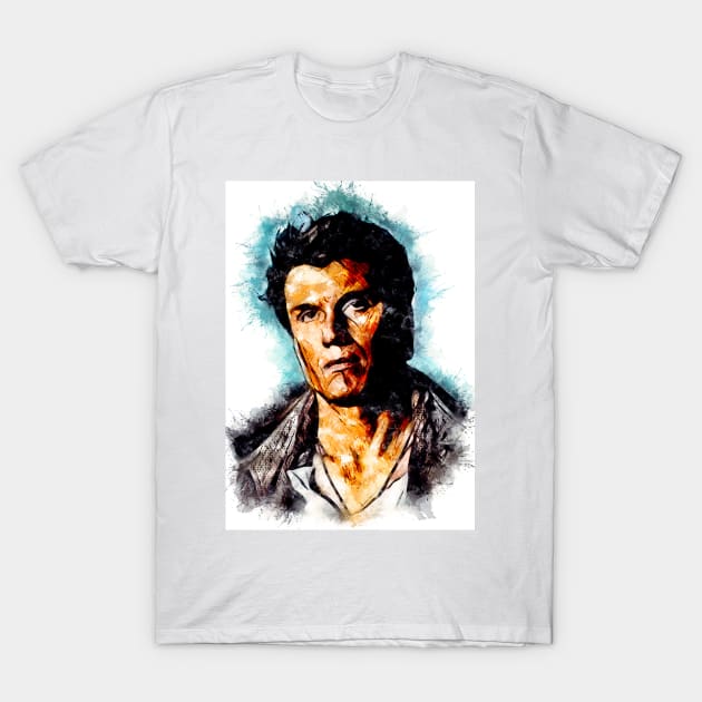 Dark Angel Jack Caine Movie Watercolor Portrait T-Shirt by Naumovski